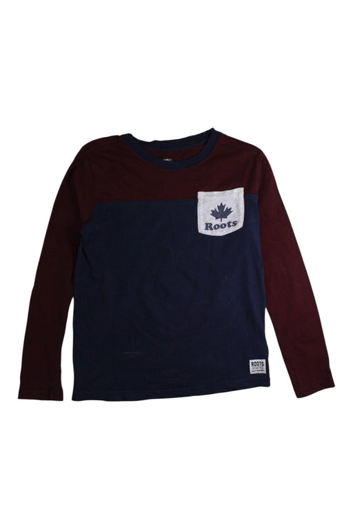 A Burgundy Long Sleeve T Shirts from Roots in size 7Y for boy. (Front View)