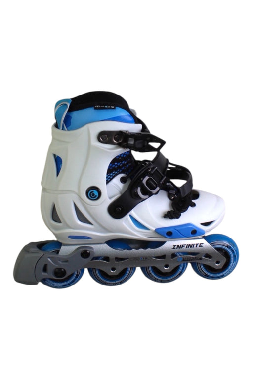 A Blue Scooters Rollerblades & Skateboards from Micro in size 7Y for boy. (Front View)