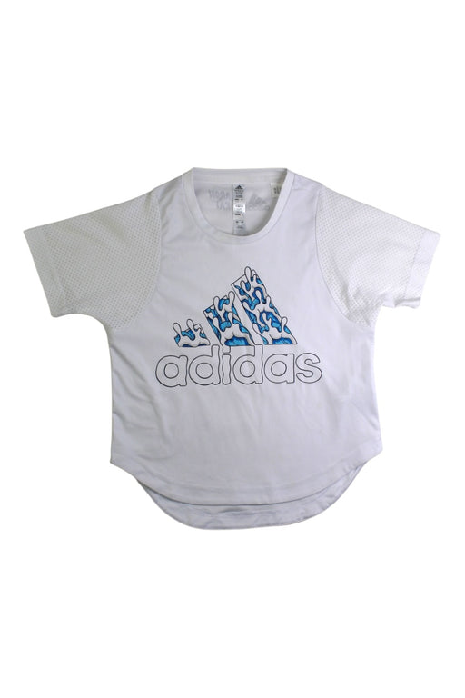 A White Short Sleeve T Shirts from Adidas in size 7Y for boy. (Front View)