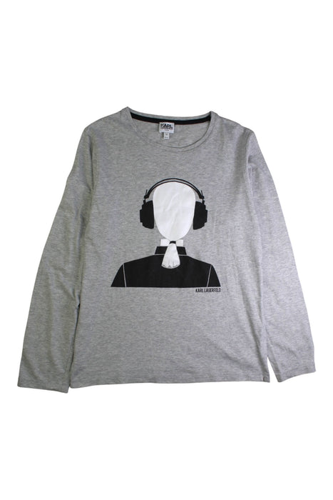 A Grey Long Sleeve T Shirts from Karl Lagerfeld in size 14Y for boy. (Front View)