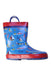 A Blue Rain Boots from Stephen Joseph in size 6T for boy. (Front View)