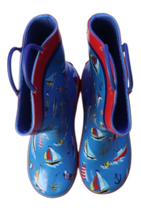 A Blue Rain Boots from Stephen Joseph in size 6T for boy. (Back View)