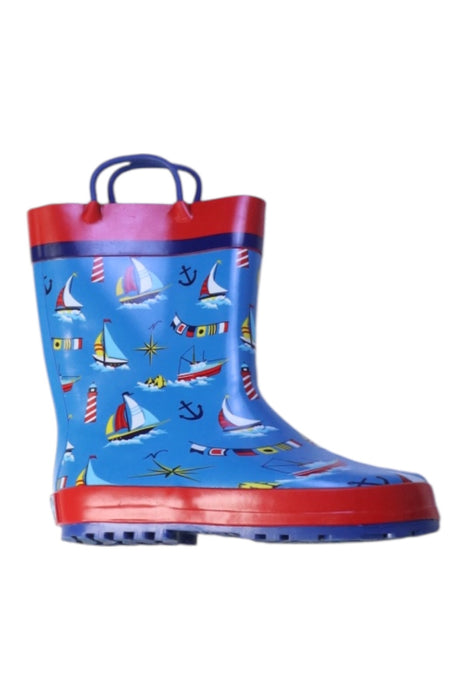 A Blue Rain Boots from Stephen Joseph in size 6T for boy. (Front View)
