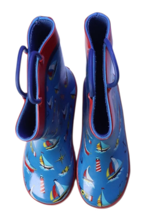 A Blue Rain Boots from Stephen Joseph in size 6T for boy. (Back View)