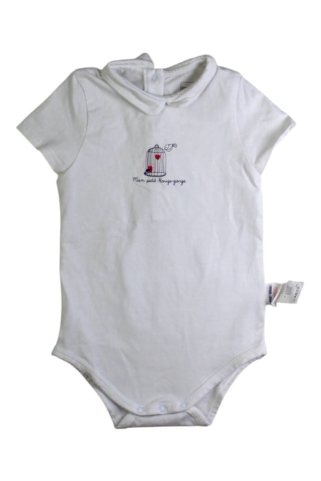 A White Short Sleeve Bodysuits from P'tit Bisou in size 6-12M for neutral. (Front View)