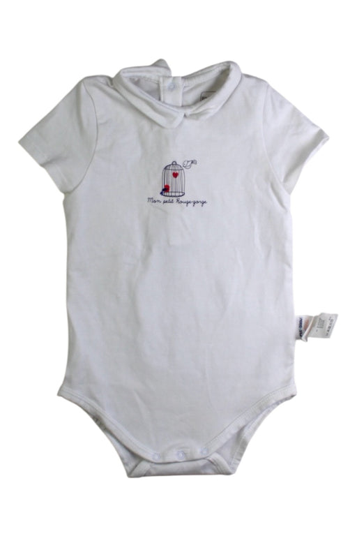 A White Short Sleeve Bodysuits from P'tit Bisou in size 6-12M for neutral. (Front View)