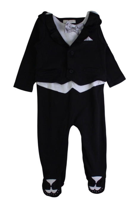 A Black Long Sleeve Jumpsuits from Miniclasix in size 6-12M for boy. (Front View)