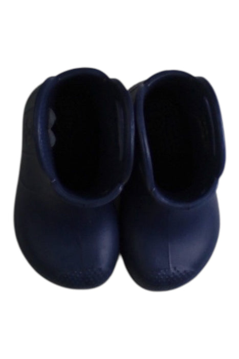 A Navy Rain Boots from Crocs in size 12-18M for neutral. (Back View)