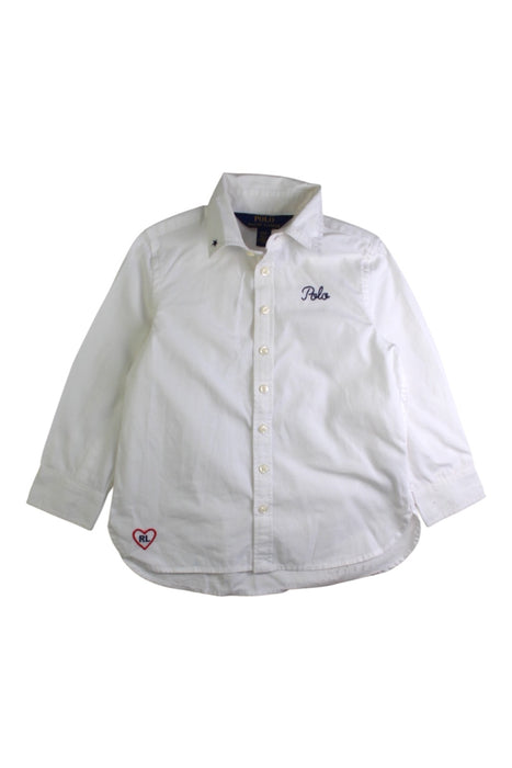 A White Long Sleeve Shirts from Polo Ralph Lauren in size 3T for boy. (Front View)
