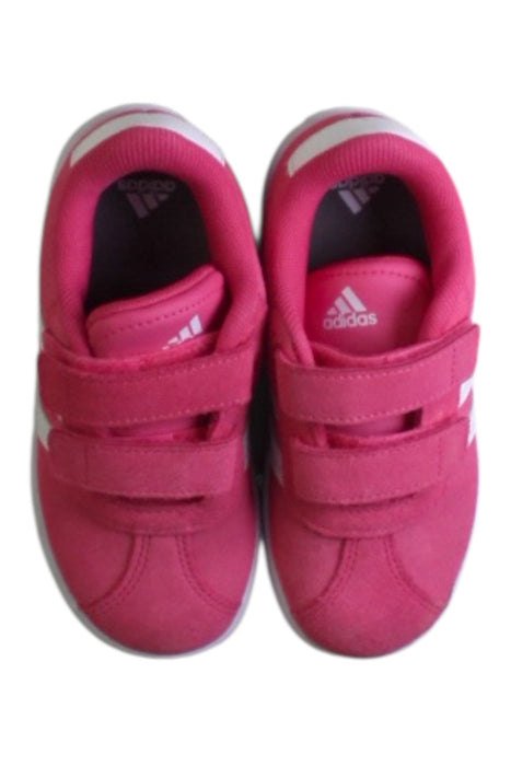 A Pink Sneakers from Adidas in size 3T for girl. (Back View)
