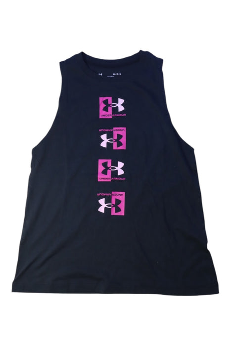 A Black Sleeveless T Shirts from Under Armour in size 14Y for girl. (Front View)