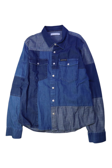 A Blue Long Sleeve Shirts from Calvin Klein in size 12Y for boy. (Front View)