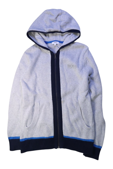 A Grey Hooded Sweatshirts from Boss in size 12Y for boy. (Front View)