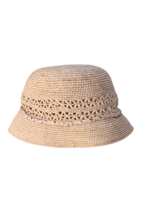 A Beige Sun Hats from Bonpoint in size 14Y for girl. (Front View)
