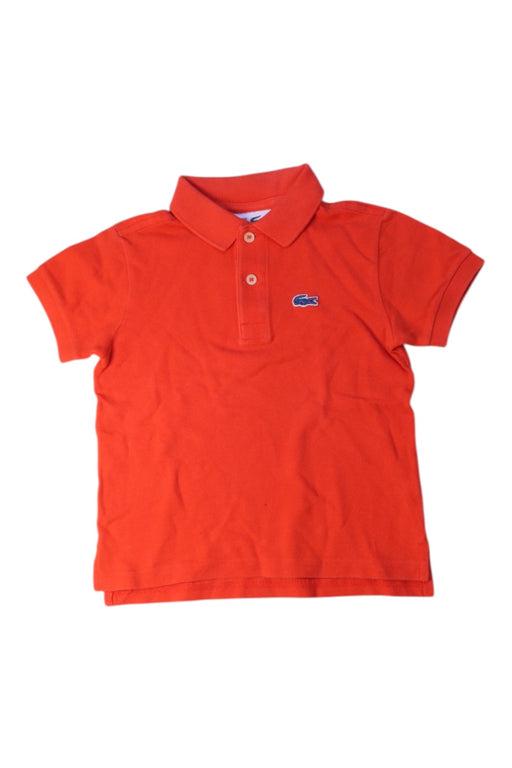 A Red Short Sleeve Polos from Lacoste in size 4T for boy. (Front View)