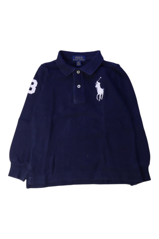 A Navy Long Sleeve Polos from Polo Ralph Lauren in size 3T for boy. (Front View)