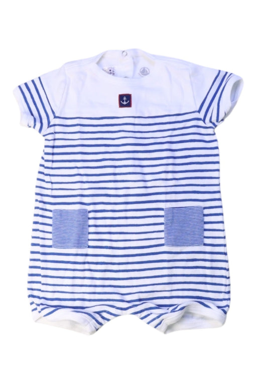 A Blue Short Sleeve Rompers from Petit Bateau in size 6-12M for boy. (Front View)