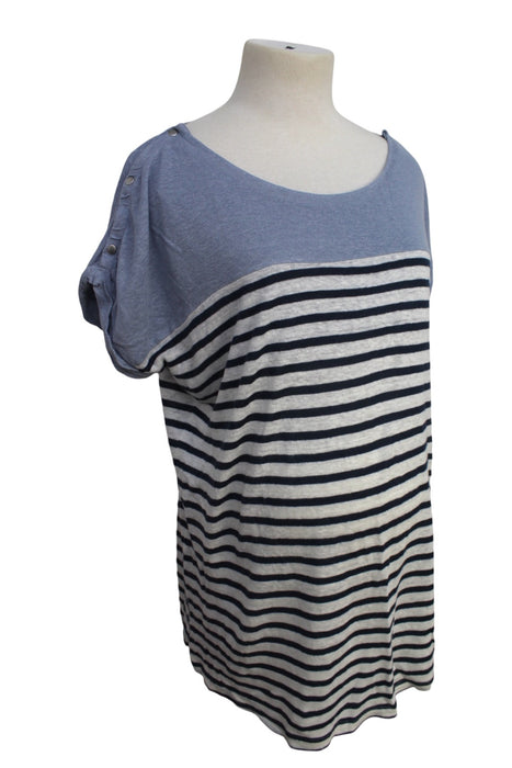 A Blue Short Sleeve Tops from Seraphine in size Maternity-S for maternity. (Back View)