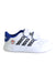 A White Sneakers from Adidas in size 4T for boy. (Front View)