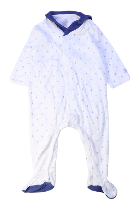 A White Onesies from Petit Bateau in size 3-6M for boy. (Front View)