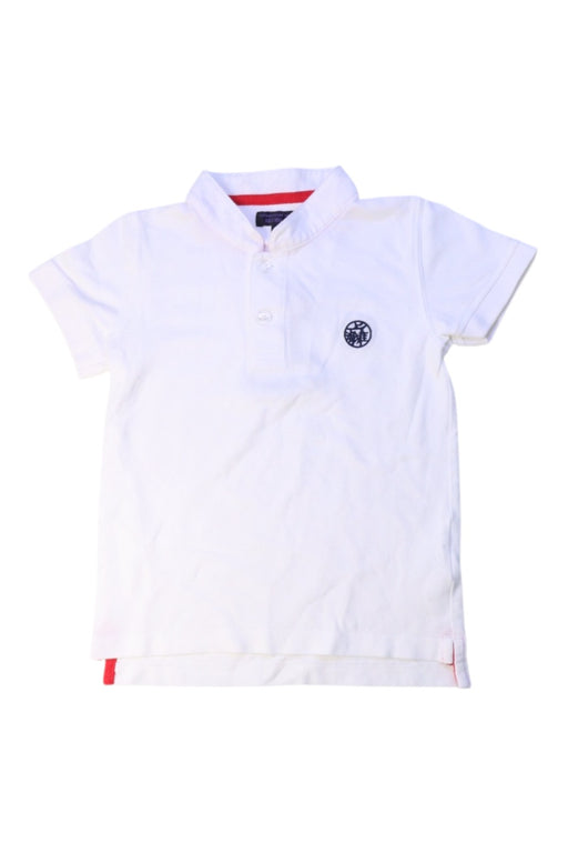 A White Short Sleeve Polos from Shanghai Tang in size 4T for boy. (Front View)