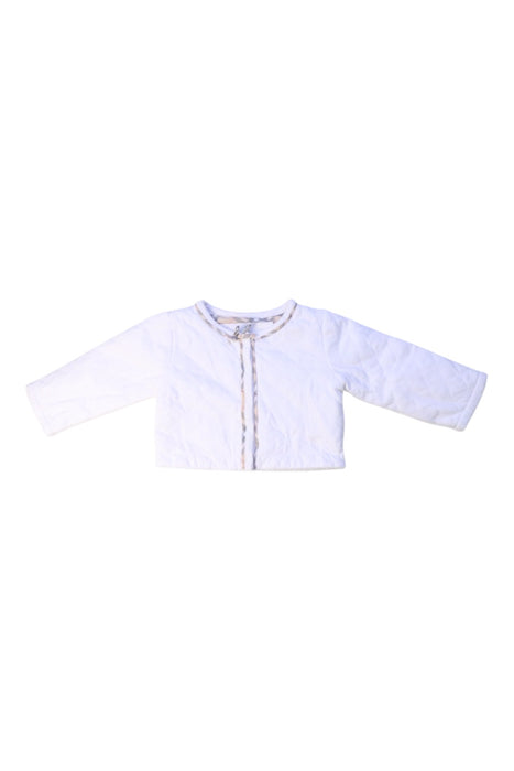 A White Lightweight Jackets from Burberry in size 3-6M for girl. (Front View)