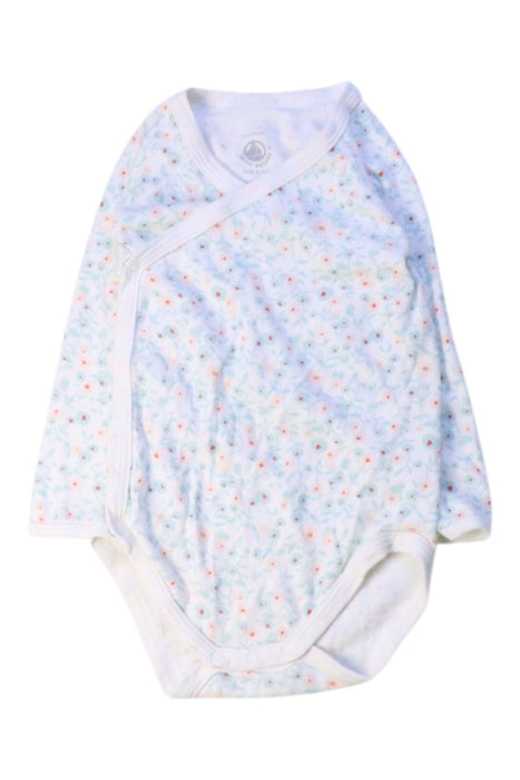 A White Long Sleeve Bodysuits from Petit Bateau in size 6-12M for girl. (Front View)