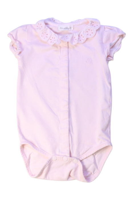 A Pink Short Sleeve Bodysuits from Tartine et Chocolat in size 6-12M for girl. (Front View)