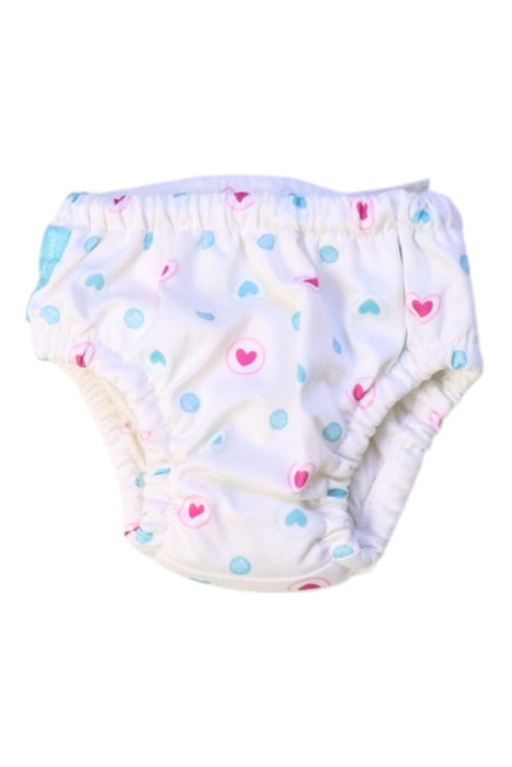 A White Swim Diapers from Charlie Banana in size 3-6M for girl. (Front View)
