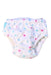 A White Swim Diapers from Charlie Banana in size 3-6M for girl. (Front View)