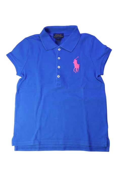 A Blue Short Sleeve Polos from Polo Ralph Lauren in size 6T for girl. (Front View)