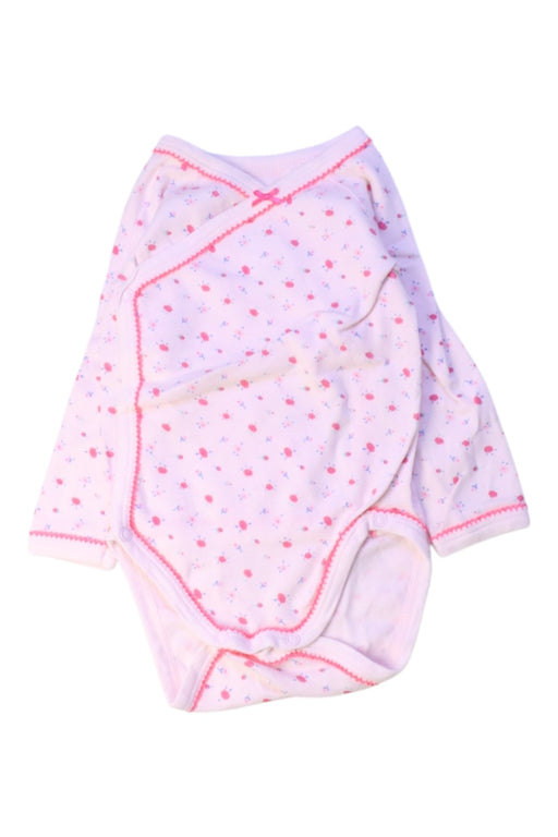 A Pink Long Sleeve Bodysuits from Petit Bateau in size 3-6M for girl. (Front View)