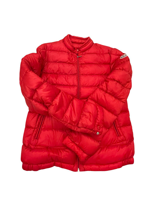 A Red Puffer/Quilted Jackets from Moncler in size 14Y for neutral. (Front View)