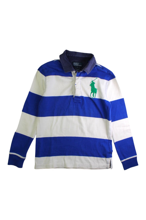 A Blue Long Sleeve Polos from Polo Ralph Lauren in size 7Y for boy. (Front View)