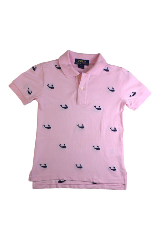 A Pink Short Sleeve Polos from Polo Ralph Lauren in size 4T for boy. (Front View)