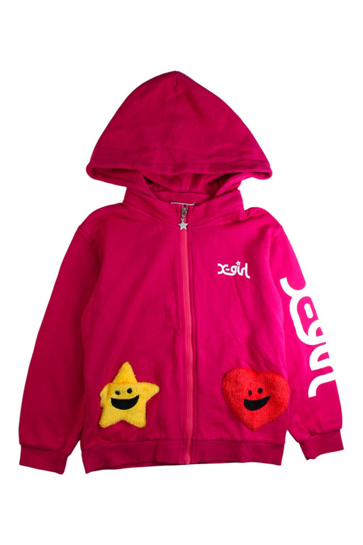 A Pink Hooded Sweatshirts from X-girl in size 10Y for girl. (Front View)