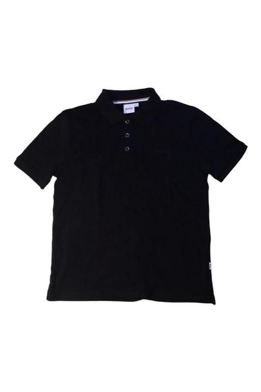 A Black Short Sleeve Polos from Boss in size 10Y for boy. (Front View)