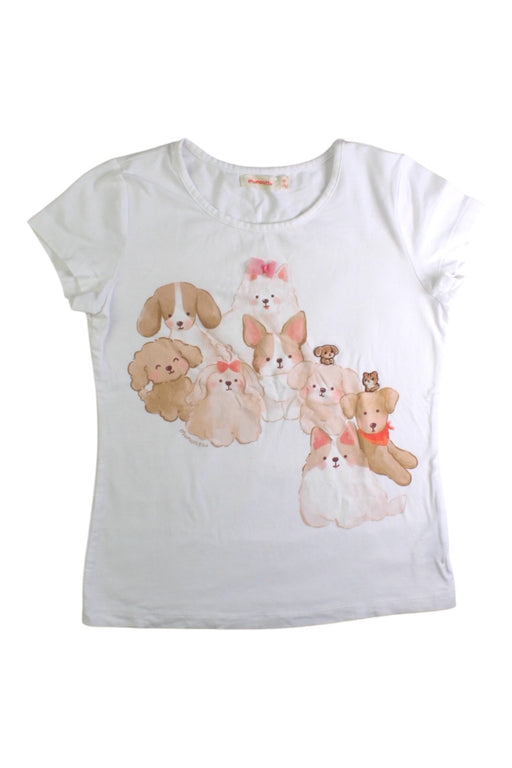 A White Short Sleeve T Shirts from Momonittu in size 10Y for girl. (Front View)