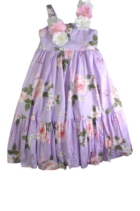 A Purple Sleeveless Dresses from Monnalisa in size 6T for girl. (Front View)