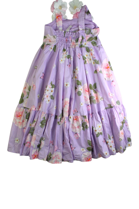 A Purple Sleeveless Dresses from Monnalisa in size 6T for girl. (Back View)