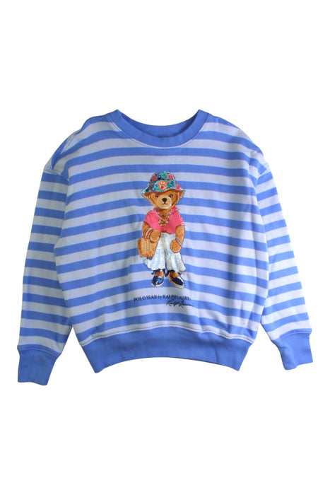 A Blue Crewneck Sweatshirts from Polo Ralph Lauren in size 7Y for girl. (Front View)