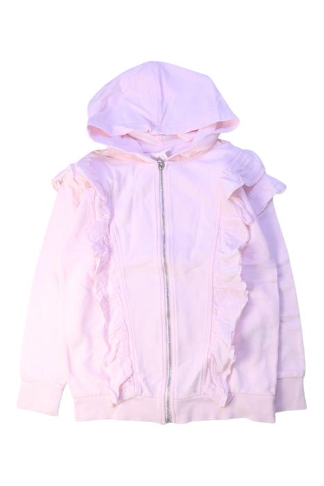 A Pink Zippered Sweatshirts from Seed in size 6T for girl. (Front View)