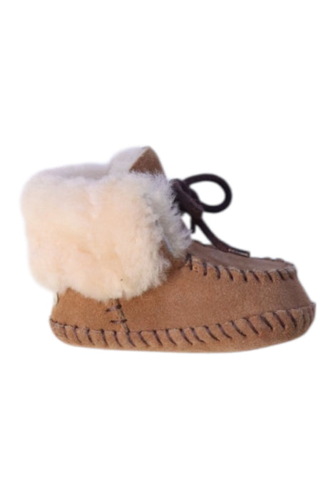 A Brown Booties from UGG in size Newborn for neutral. (Front View)
