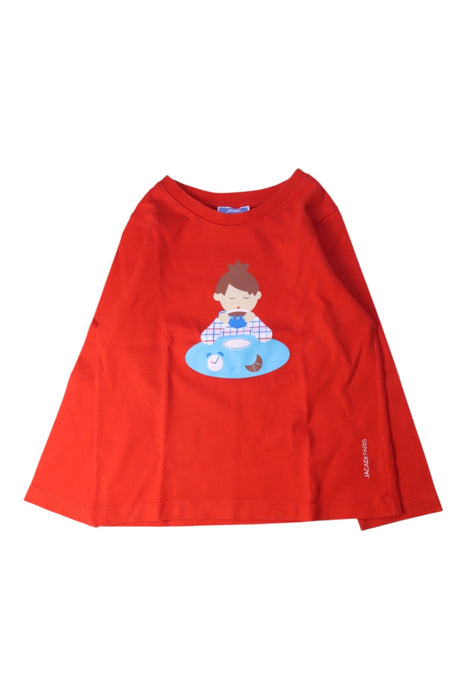 A Red Long Sleeve T Shirts from Jacadi in size 4T for boy. (Front View)