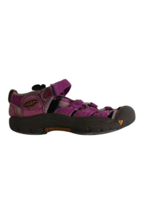 A Purple Sandals from Keen in size 6T for girl. (Front View)