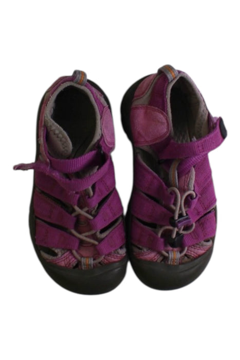 A Purple Sandals from Keen in size 6T for girl. (Back View)