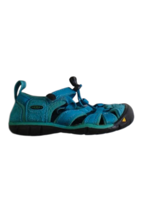 A Blue Sandals from Keen in size 4T for neutral. (Front View)