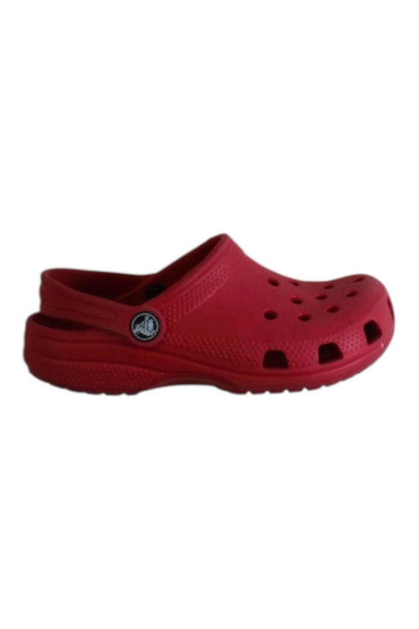 A Red Slip Ons from Crocs in size 5T for neutral. (Front View)