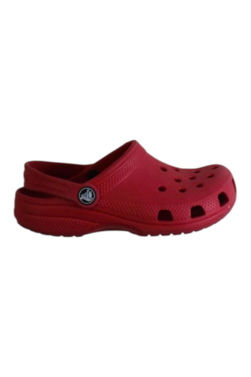 A Red Slip Ons from Crocs in size 5T for neutral. (Front View)