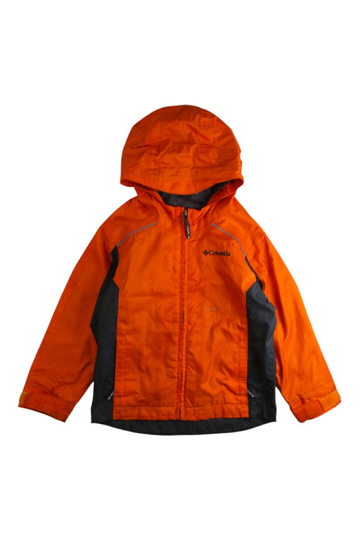 A Orange Rain Jackets from Columbia in size 4T for boy. (Front View)